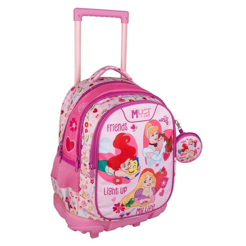 Τσάντα Τρόλεϊ 3Θ με Πορτοφολάκι και Κασετίνα Γεμάτη Διπλή Princess (Δημοτικό)