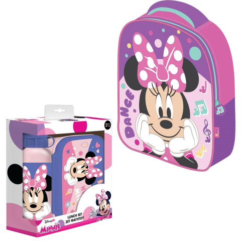 Σετ Τσάντα 3D με Φαγητοδοχείο και Παγούρι Minnie (Νηπιαγωγείο/Παιδικός)