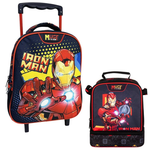 Τσάντα Τρόλεϊ 2Θ και Ισοθερμικό Τσαντάκι Φαγητού Avengers Iron Man (Νηπιαγωγείο/Παιδικός)