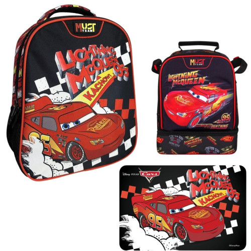 Τσάντα Πλάτης 2Θ + Σετ Φαγητοδοχείο με Παγούρι + Σουπλά Cars (Νηπιαγωγείο/Παιδικός)