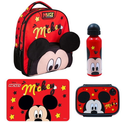 Σετ Τσάντα Πλάτης 2Θ με Φαγητοδοχείο και Παγούρι και Σουπλά Mickey (Νηπιαγωγείο/Παιδικός)