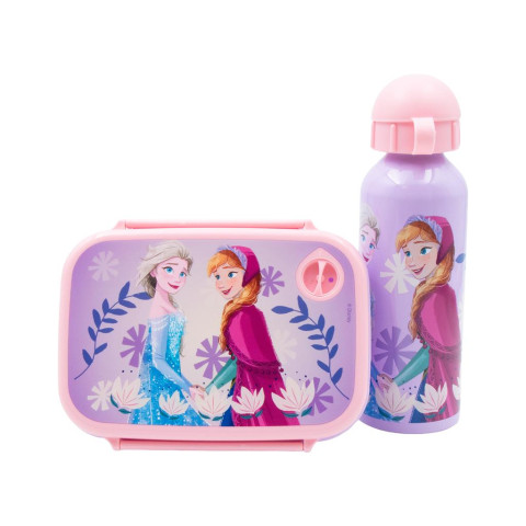 Τσάντα Πλάτης 3Θ με Πορτοφολάκι και Κασετίνα Γεμάτη Διπλή και Σετ Φαγητοδοχείο με Παγούρι Frozen (Δημοτικό)