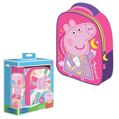 Σετ Τσάντα 3D με Φαγητοδοχείο και Παγούρι Peppa (Νηπιαγωγείο/Παιδικός)