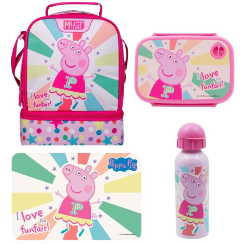 Ισοθερμικό Τσαντάκι Φαγητού-Σετ Παγούρι με Φαγητοδοχείο και Σουπλά Peppa Pig (Νηπιαγωγείο/Παιδικός/Δημοτικό)