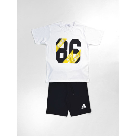 Σετ Κοντομάνικο με Σορτς Καλοκαιρινό 2τμχ |ΛΕΥΚΟ-ΜΑΥΡΟ 22510069