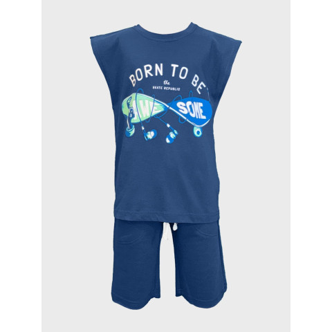 Σετ Αμάνικο με Σορτς Καλοκαιρινό 2τμχ |ΜΠΛΕ 22510019