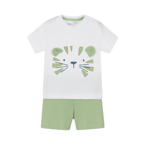 Σετ Κοντομάνικο με Σορτς 2τμχ Λευκό-Πράσινο I Do-4B153/00