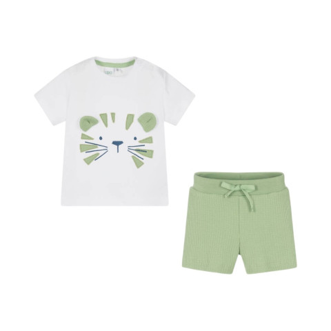 Σετ Κοντομάνικο με Σορτς 2τμχ Λευκό-Πράσινο I Do-4B153/00