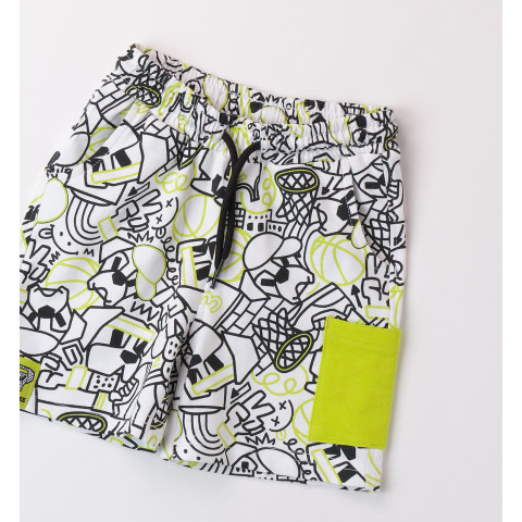 Βερμούδα αγόρι λευκή-λάιμ τσέπη -I Do 4B297/00