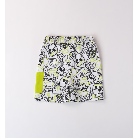 Βερμούδα αγόρι λευκή-λάιμ τσέπη -I Do 4B297/00