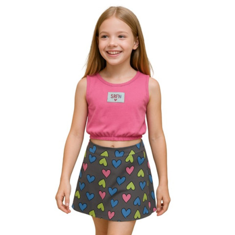 Σετ αμάνικο "SRFN" με σορτσόφουστα Ροζ 6695