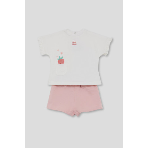 Σετ 2τμχ με σόρτς φραουλίτσα Εκρού 263005