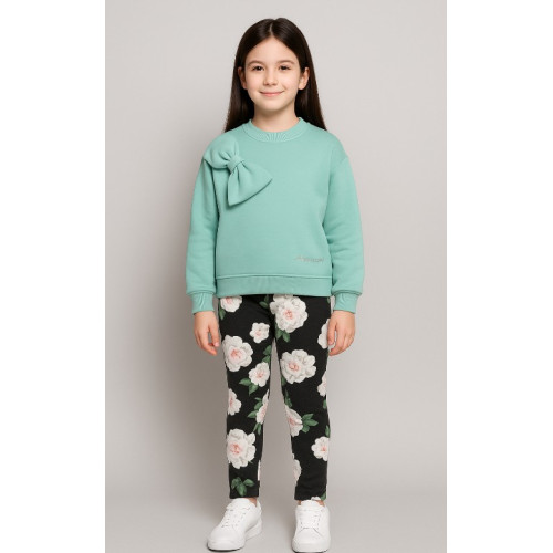 Σετ 2τμχ με μακρύ κολάν Floral-Μέντα