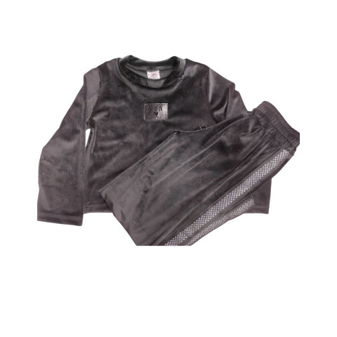 Σετ Βελουτέ 2τμχ με Παντελόνα - Μαύρο