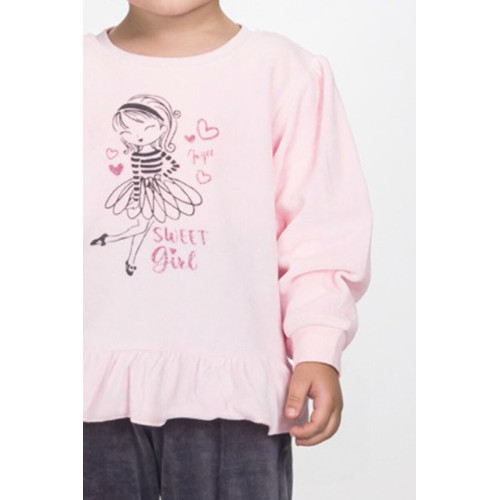 Φόρμα βελούδο "Sweet Girl" Ροζ