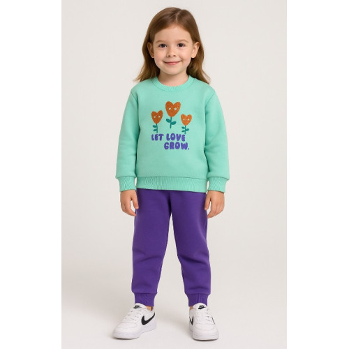 Σετ φόρμα λουλουδάκια καρδιές με glitter Μωβ-Βεραμάν