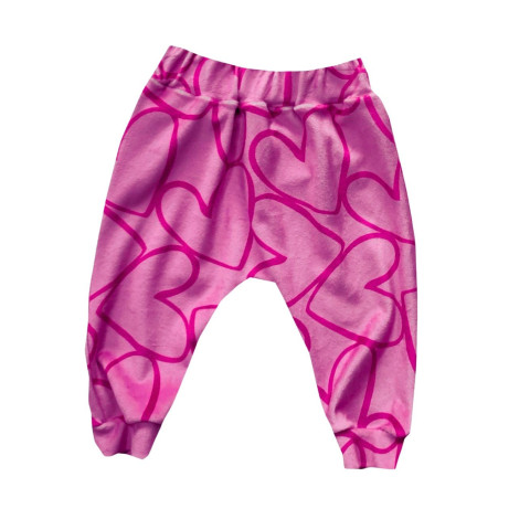 Βρεφικό Σετ Βελουτέ Καρδιές - Ροζ