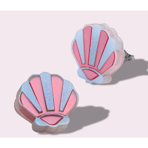 Pink Seashell Stud Earrings