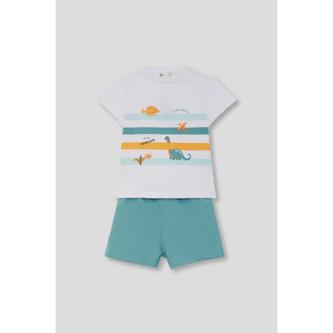 Σετ 2τμχ με σόρτς Δεινόσαυροι "Cute Dinos" Μέντα 264054