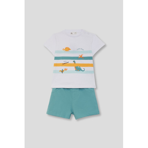 Σετ 2τμχ με σόρτς Δεινόσαυροι "Cute Dinos" Μέντα 264054