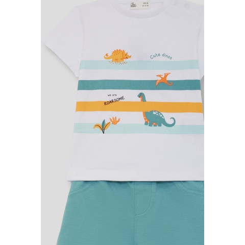 Σετ 2τμχ με σόρτς Δεινόσαυροι "Cute Dinos" Μέντα 264054
