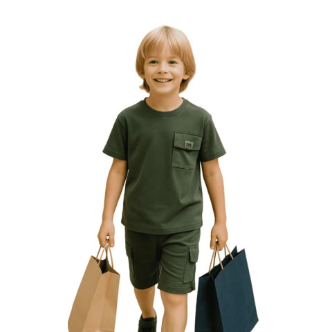 Σετ 2τμχ βερμούδα cargo Χακί 6803