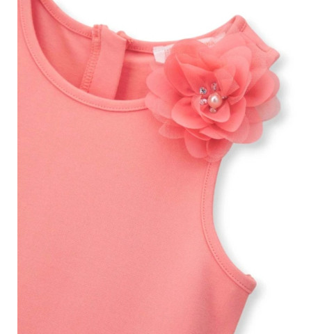 Φόρεμα με τούλι και απλικέ λουλούδι Κοραλλί DGP3137F