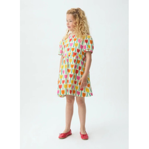 Φόρεμα Κοντομάνικο Λινό με Τουλίπες 61M/43403