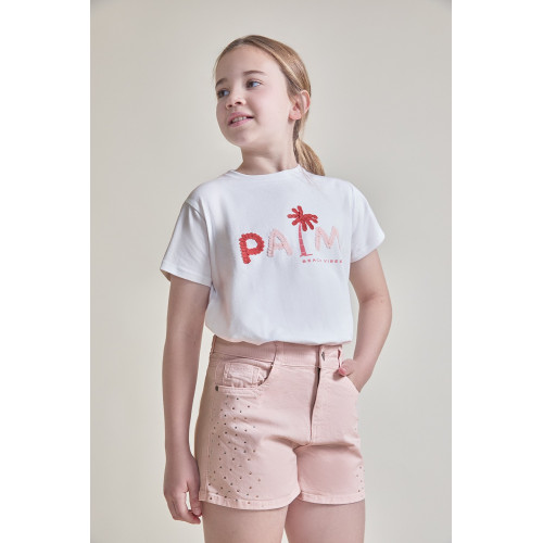 Κοντομάνικη μπλούζα "Palm Beach Vibes" Λευκό 266011