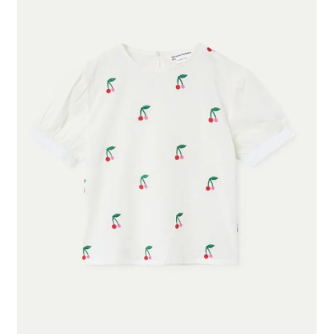Μπλουζάκι Κοντομάνικο με Κερασάκια Λευκό 61M/43420