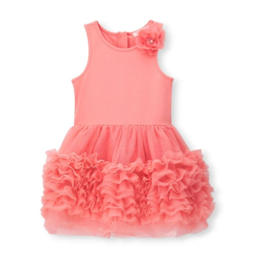 Φόρεμα με τούλι και απλικέ λουλούδι Κοραλλί DGP3137F