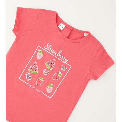 Μπλούζα Κοντομάνικη με Φρούτα και στρας Κοραλλί 4G553/G0