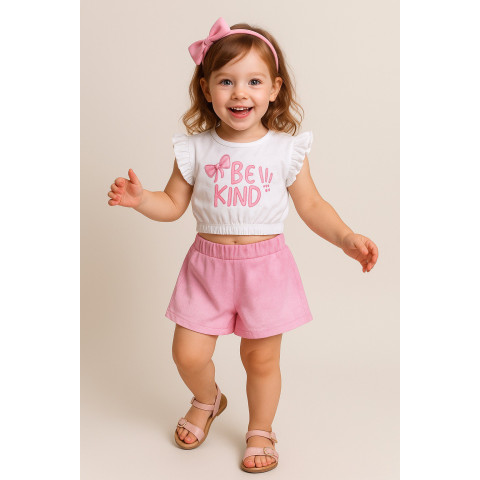 Σετ αμάνικο με σορτσόφουστα τύπου τζιν Ροζ 22640028