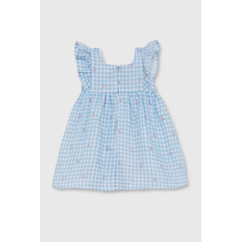 Φόρεμα καρό με λουλουδάκια Γαλάζιο 263020