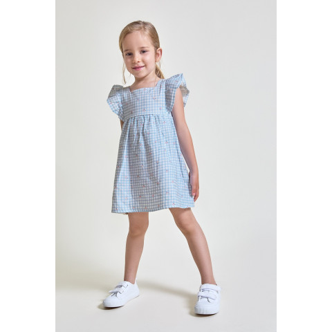 Φόρεμα καρό με λουλουδάκια Γαλάζιο 263020