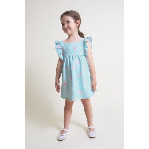 Φόρεμα με βολάν ροζ πεταλούδες Βεραμάν 263040