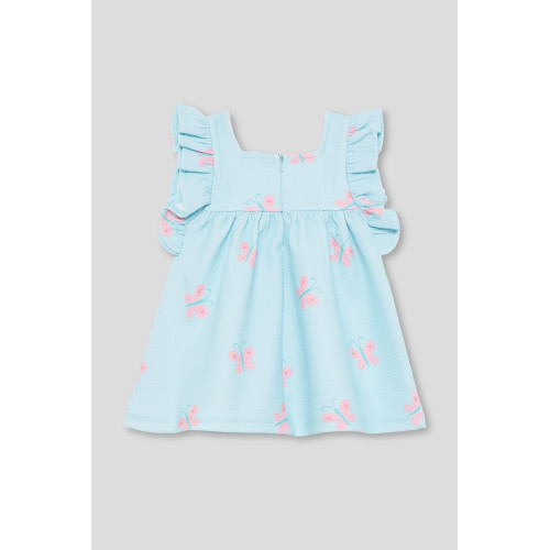 Φόρεμα με βολάν ροζ πεταλούδες Βεραμάν 263040