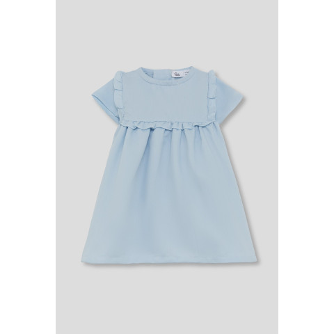 Φόρεμα Κοντομάνικο με βολάν Γαλάζιο 263051