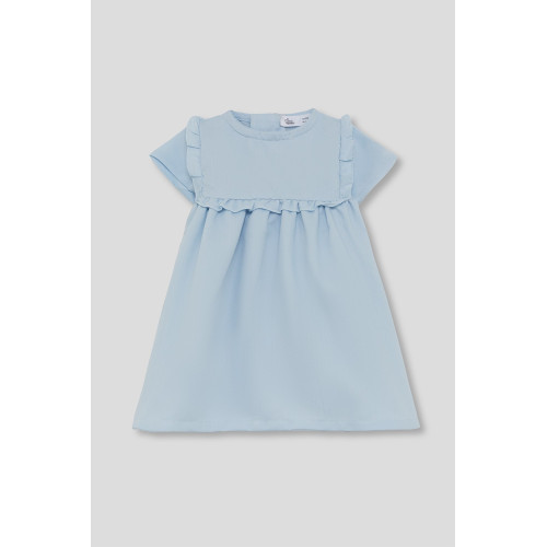 Φόρεμα Κοντομάνικο με βολάν Γαλάζιο 263051