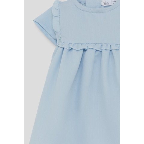 Φόρεμα Κοντομάνικο με βολάν Γαλάζιο 263051