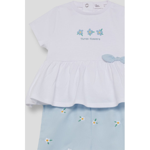 Σετ με κάπρι παντελόνα με λουλουδάκια Γαλάζιο 263052