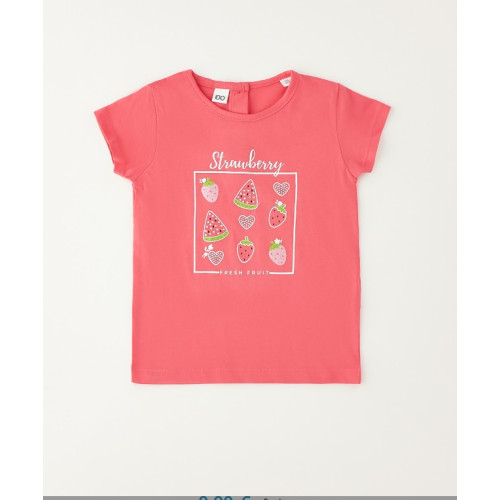 Μπλούζα Κοντομάνικη με Φρούτα και στρας Κοραλλί 4G553/G0