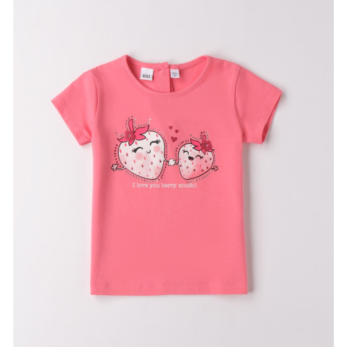 Μπλούζα Κοντομάνικη με Φράουλες και στρας Φούξια 4G516/00