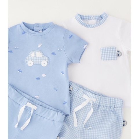 Βρεφικό Σετ 4 τεμαχίων / Γαλάζιο-Λευκό 4G057/00
