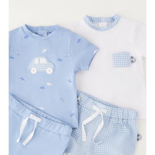 Βρεφικό Σετ 4 τεμαχίων / Γαλάζιο-Λευκό 4G057/00