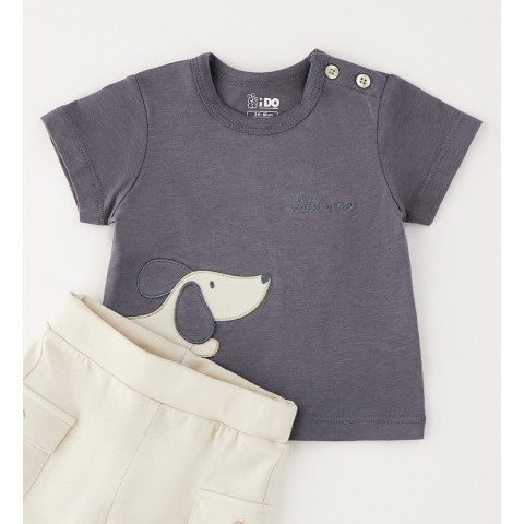Βρεφικό σετ 2τμχ με σκυλάκι Ανθρακί-Μπεζ 4G150/00