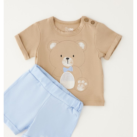 Βρεφικό σετ 2τμχ με αρκουδάκι Μπεζ-Γαλάζιο 4G152/00