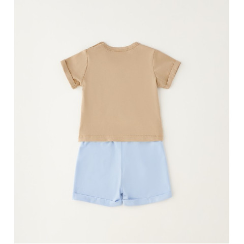 Βρεφικό σετ 2τμχ με αρκουδάκι Μπεζ-Γαλάζιο 4G152/00