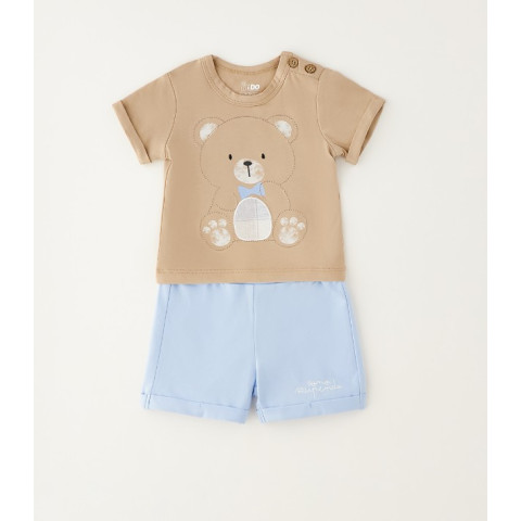 Βρεφικό σετ 2τμχ με αρκουδάκι Μπεζ-Γαλάζιο 4G152/00