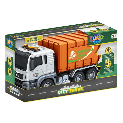 Απορριμματοφόρο Friction Luna Toys 1:14, με φως και ήχο 31x12x18 εκ.